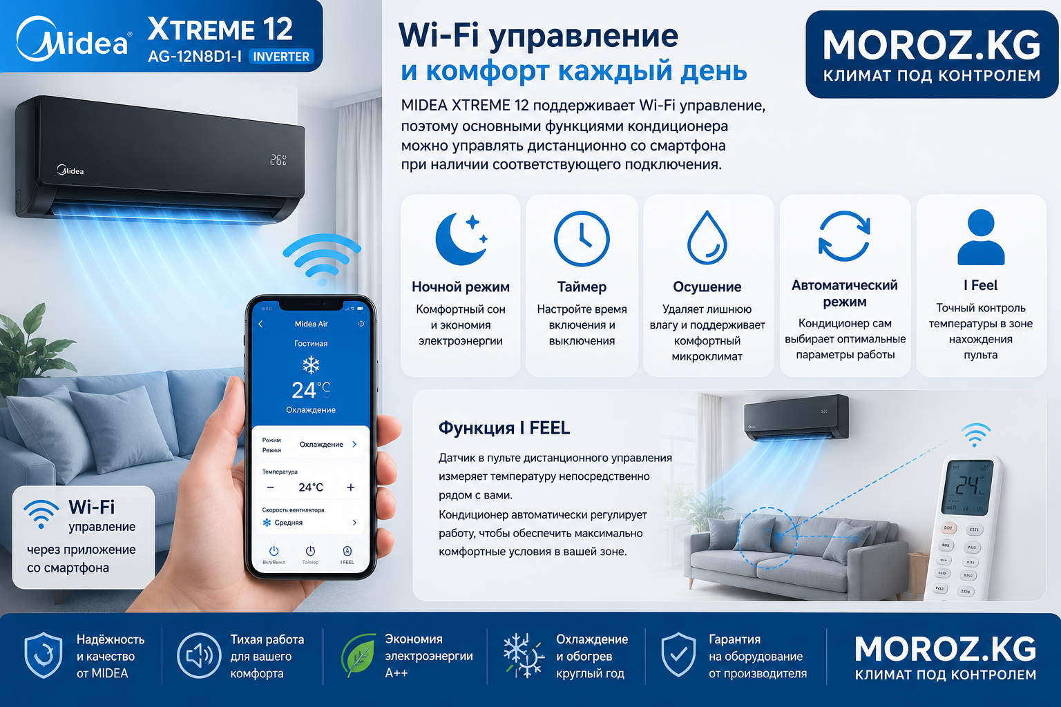 Кондиционер MIDEA XTREME 12 INVERTER Wi-Fi управление и комфорт каждый день