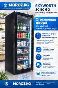 Стеклянная дверь для удобной демонстрации товара